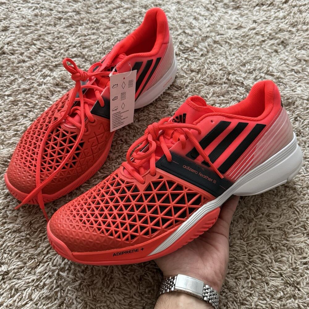 NWT Adidas Adizero Feather 3 III Tennis Court Shoes Men’s Size 14 - Orange / Red